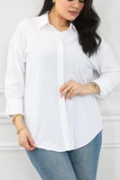 قميص نسائي بأكمام طويلة وطول يغطي الورك