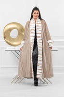 فروة شتوية طويلة أنيقة مبطنة بالفرو من الداخل وعلى...