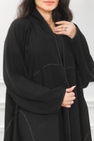 عباية قماش كريب انترنت قيطان اسود في الكم والجوانب...