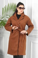 جاكيت شتوي رسمي طويل يصل للركبة بياقة مطوية وحواف...