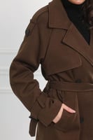 جاكيت شتوي كلاسيكي طويل يصل لأسفل الركبة بياقة مطو...