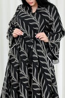 جلابية قماش بطول يصل للكاحل بطبقتين داخلية ملساء و...