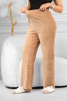 بنطال كاجوال نسائي مخمل بخصر مطاطي بلا جيوب