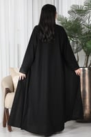 عباية بياقة قماش كريب انترنت تدخيلة مشجر في الكم و...