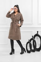 جاكيت شتوي كلاسيكي طويل يصل لأسفل الركبة بياقة مزد...