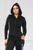 طقم رياضي نسائي سحاب بأكمام طويلة وقبعة