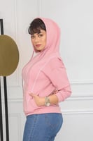 هودي سادة بأكمام طويلة وغطاء للرأس