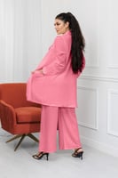 طقم نسائي من ثلاث قطع جاكيت متوسط الطول