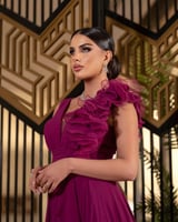 فستان سهرة شيفون لون عنابي