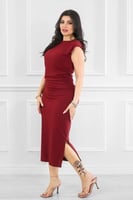 فستان كاجوال ريب طويل بفتحة جانبية و مزموم على الخ...