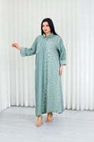 جلابية قماش بطول يصل للكاحل بأزرار مخفية وياقة بأك...