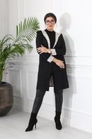 جاكيت شتوي رسمي طويل يصل للركبة مزود بنقشة مميزة ع...