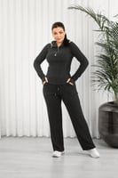 ترنج شتوي بأكمام طويلة وقبعة وسحاب قصير أعلى الصدر