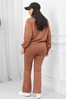 ترنج شتوي كاجوال توب بياقة وسحاب وبنطال واسع من ال...