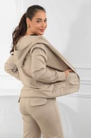 ترنج شتوي كاجوال سحاب بأكمام طويلة وقبعة