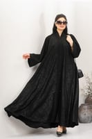 عباية قماش كريب مطبوع مشجر أكمام سادة بحواف مزخرفة...