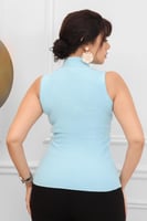 هاينك نسائي بلا أكمام ذات ياقه قصيرة