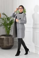 جاكيت شتوي رسمي طويل يصل للركبة مزود بنقشة مميزة ع...