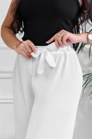 بنطال كاجوال نسائي واسع الساقين بخصر عالي ورباط أم...