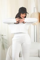 ترنج شتوي كاجوال رياضي بأكمام طويلة وتوب قصيرة