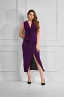 فستان نسائي طويل بدون اكمام بفتحة رقبة عميقة وربطة...