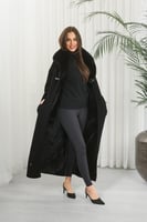 فروة شتوية طويلة مبطنة بالفرو من الداخل ومزودة بيا...