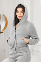 ترنج شتوي كاجوال بأزرار كبس وأكمام طويلة وياقة على...