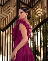 فستان سهرة شيفون لون عنابي