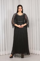 فستان سهرة مورد بأكمام شيفون