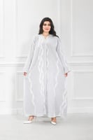 عباية ملونة دبل فيس قماش تل مشجر نص كلوش لف