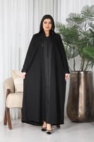 عباية بياقة قماش كريب انترنت تدخيلة مشجر في الكم و...