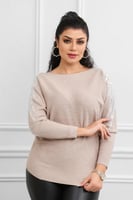 بلوزة نسائية صوف بأكمام طويلة بتفريغ وزخرفة ترتر