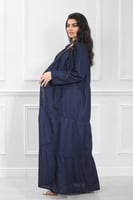 عباية ملونة قماش لينن كرز كامل كسرات كلوش لف