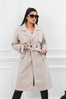 جاكيت شتوي كلاسيكي طويل يصل لأسفل الركبة بياقة مزد...