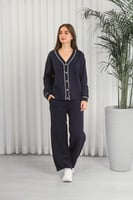 ترنج شتوي أزرار بأكمام طويلة وياقة V