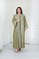 جلابية قماش بطول يصل للكاحل مكونة من قطعة سادة وقط...