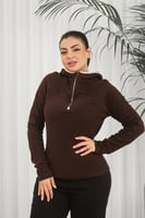 بلوفر شتوي نسائي كلاسيكي أنيق سحاب لمنتصف الصدر مع...