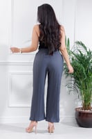 بنطال كاجوال نسائي فضفاض بكسرات خصر عالي