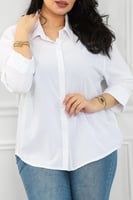 قميص نسائي بأكمام طويلة قصير من الأمام وطويل من ال...