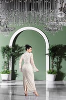 فستان سهرة شك بأكمام شيفون