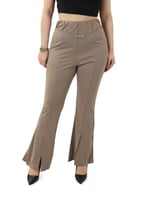 بنطال نسائي كاجوال بقصة فلير وفتحة أمامية عند الحا...