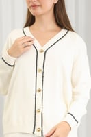 ترنج شتوي أزرار بأكمام طويلة وياقة V