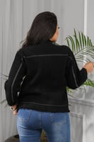 جاكيت شتوي كلاسيكي قصير مطرز بنمط منقوش