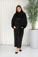 فروة شتوية طويلة مبطنة بالفرو من الداخل بلمعة من ا...