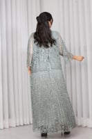 فستان سهرة مورد بأكمام شيفون