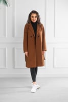 جاكيت شتوي رسمي طويل مزدوج الصدر بياقة مطوية وجيوب...