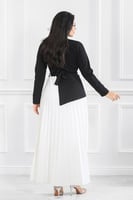 فستان كاجوال فلو لونين بكسرات بأكمام طويلة وحزام ع...