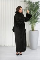 فروة شتوية طويلة مبطنة بالفرو من الداخل بلمعة من ا...