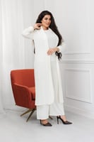 طقم نسائي من ثلاث قطع جاكيت طويل