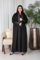 عباية قماش كريب الفاخر مزينة بتطريز ملون لف